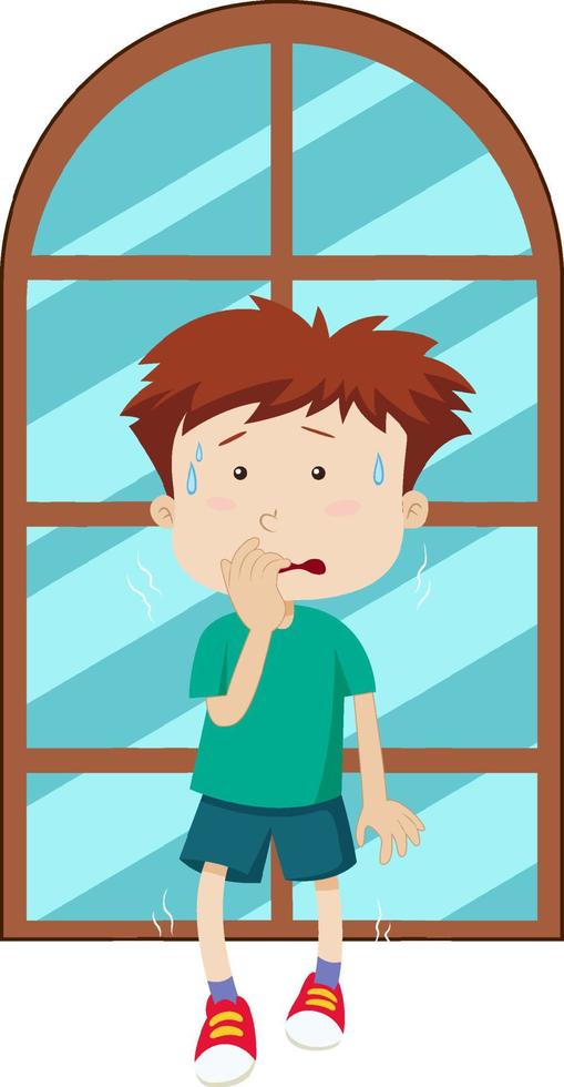 Scared boy simple cartoon character vector