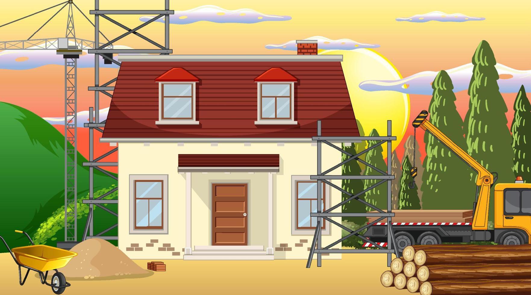 Scene of building construction site vector