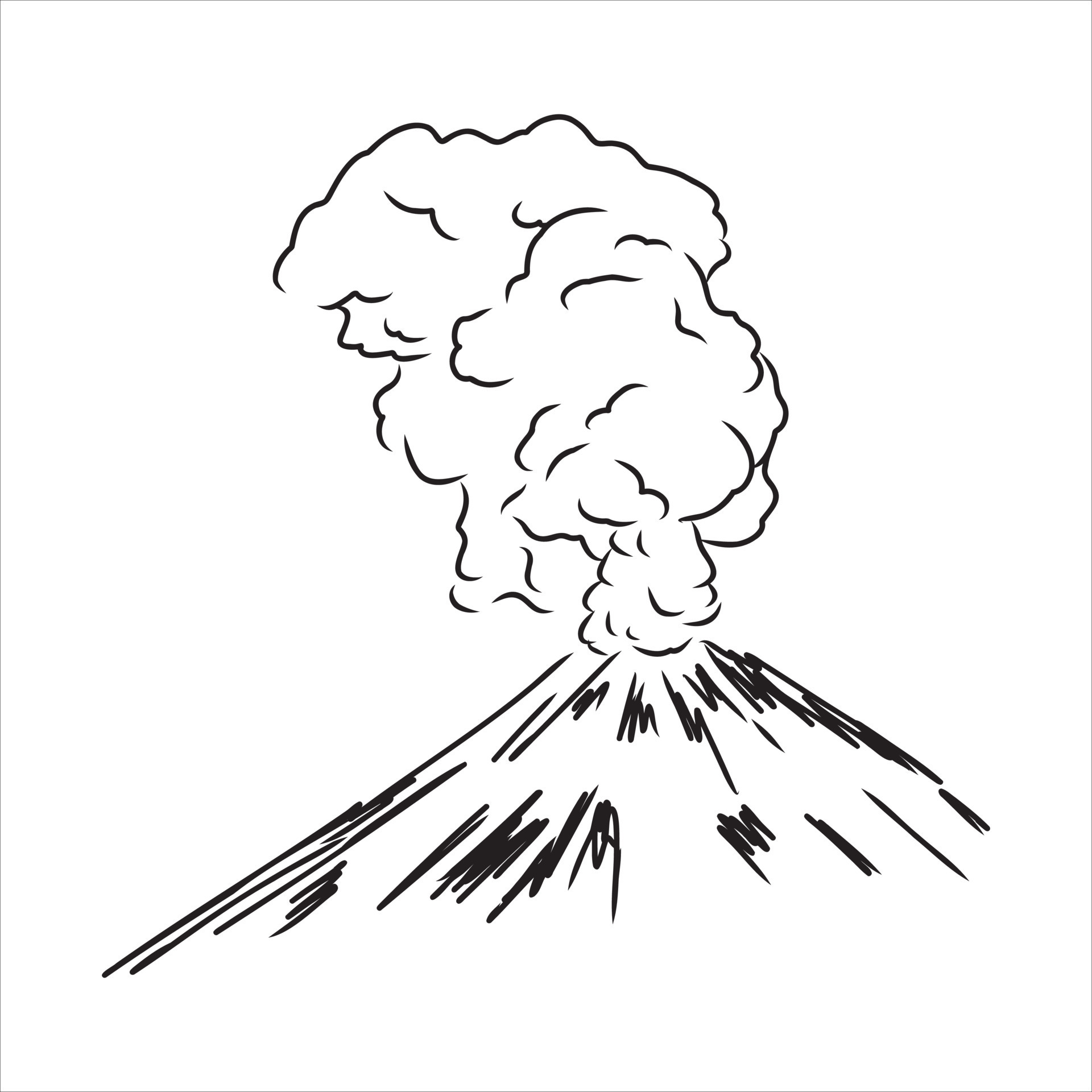 Vector draw sketch of the volcano The eruption  Stock Illustration  83187096  PIXTA