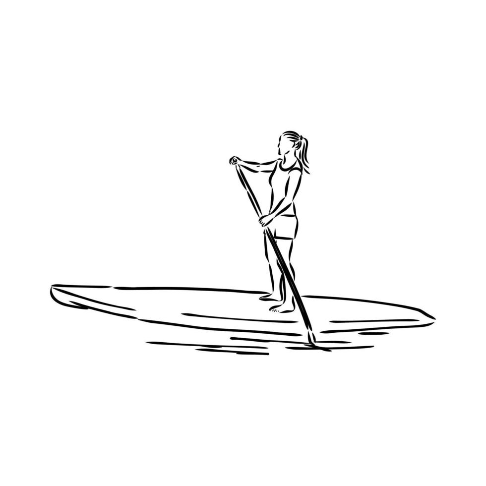 paddleboarding vector sketch