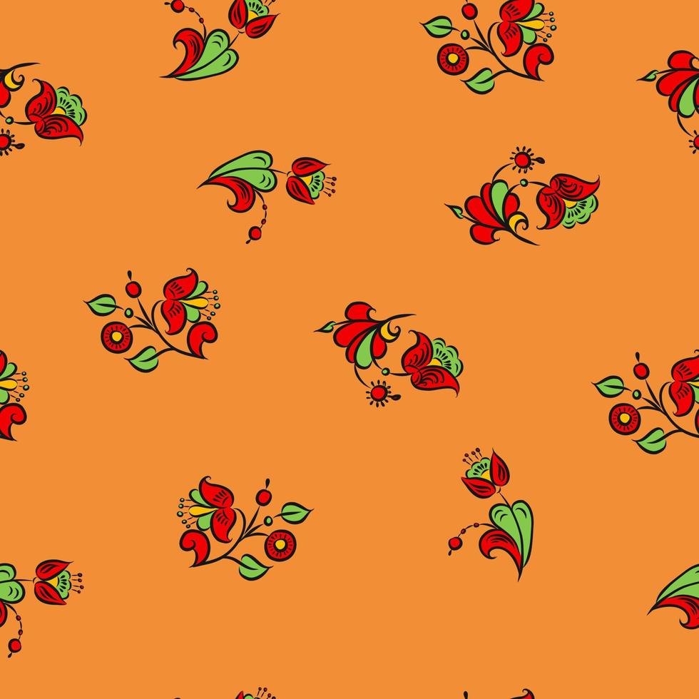 seamless pattern folk style vector