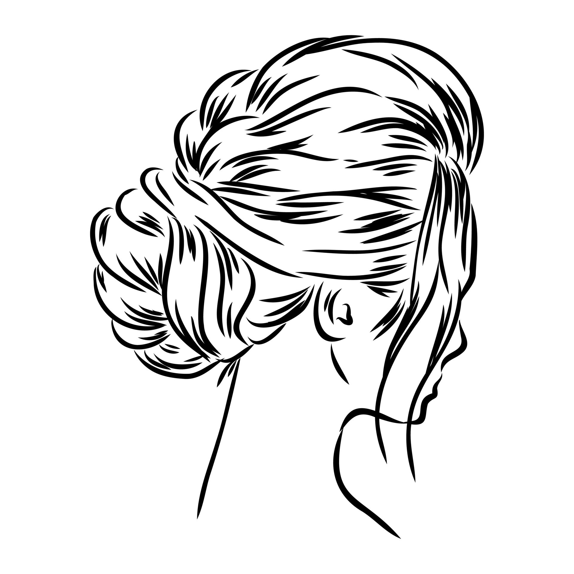 beautiful hairstyle vector sketch 7312362 Vector Art at Vecteezy