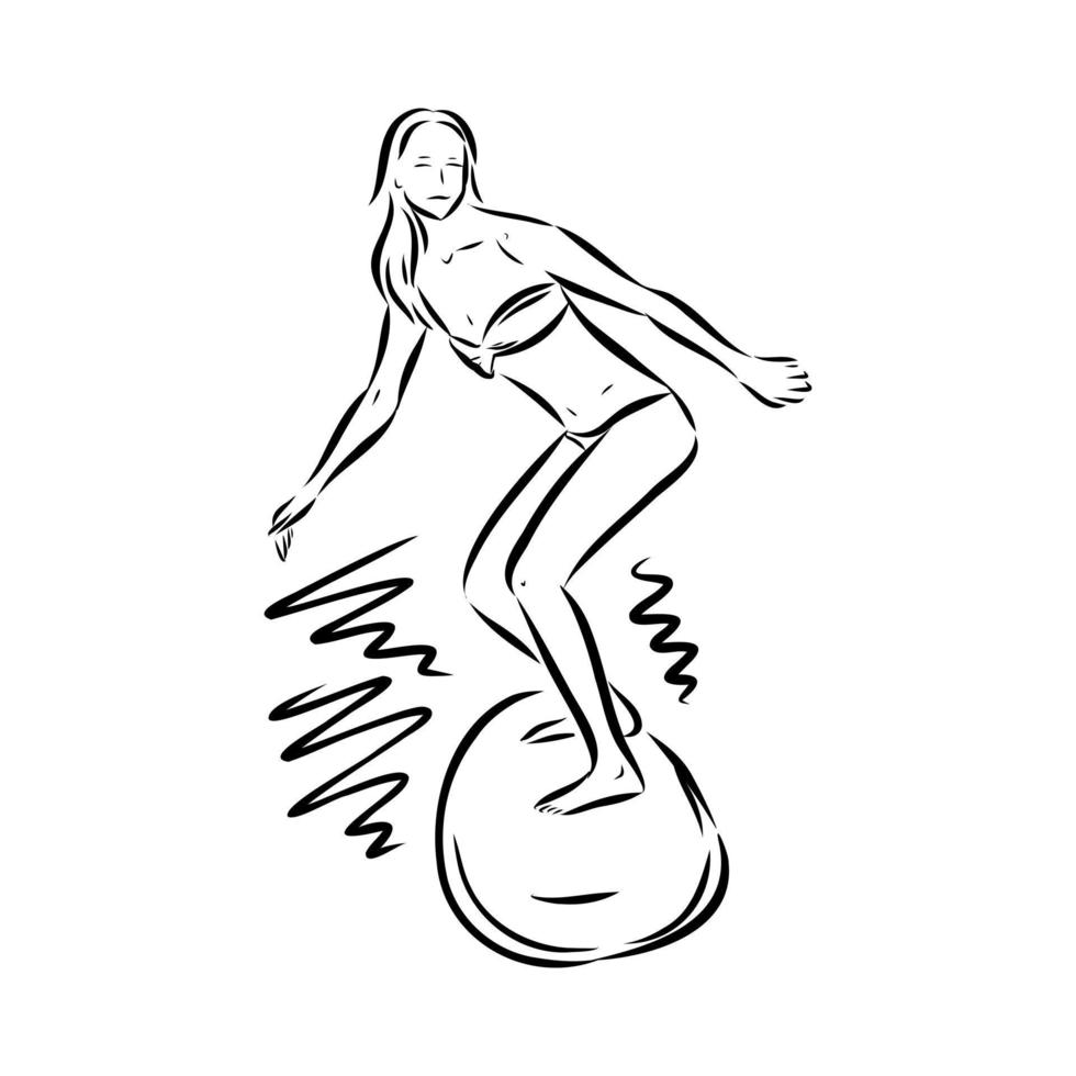 surfing vector sketch