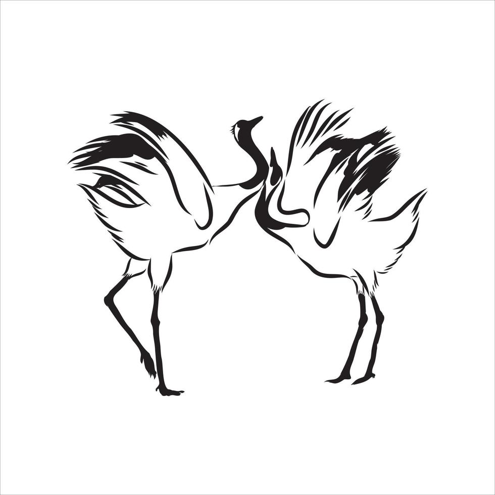 cranes birds vector sketch