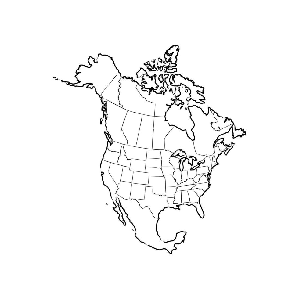 north america map vector sketch