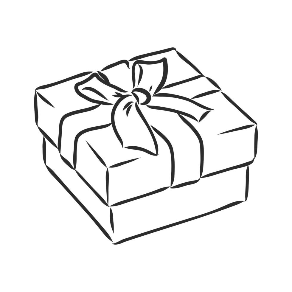 bosquejo del vector de la caja de regalo