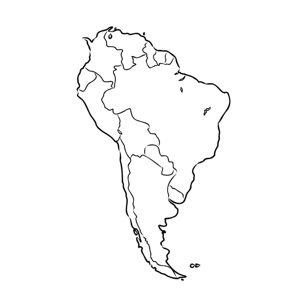 bosquejo del vector del mapa de américa del sur