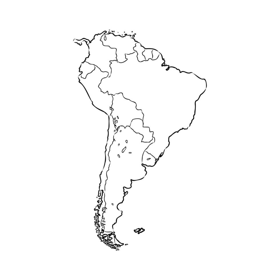 bosquejo del vector del mapa de américa del sur