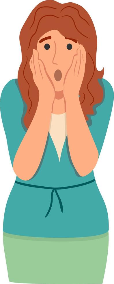 Regret or embarrassed woman vector illustration. Disappointed woman hide face behind hands demonstrate facepalm gesture or ashamed expression isolated.