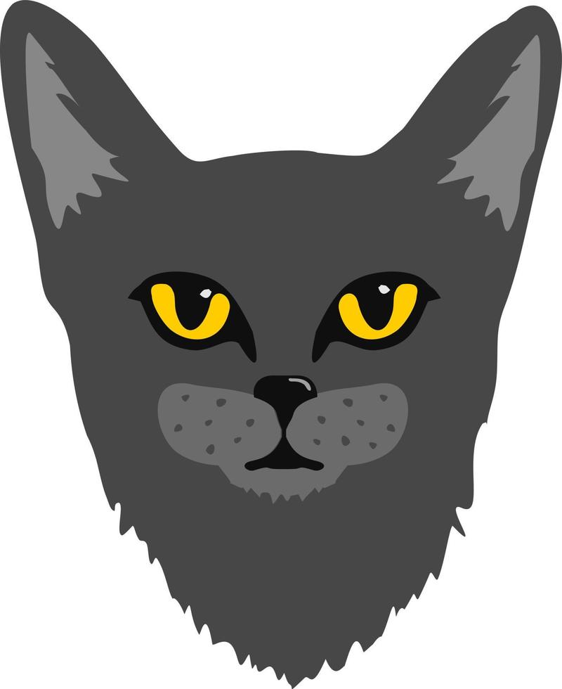 Cute Cat Icon Gray Kitten Face Head Silhouette Funny Kawaii