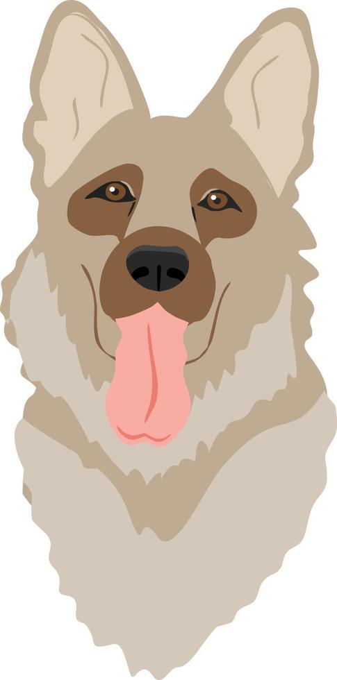 German Shepherd dog isolated. Flat vector illustration. Breed realistic color vector illustration from the dog show sign symbol