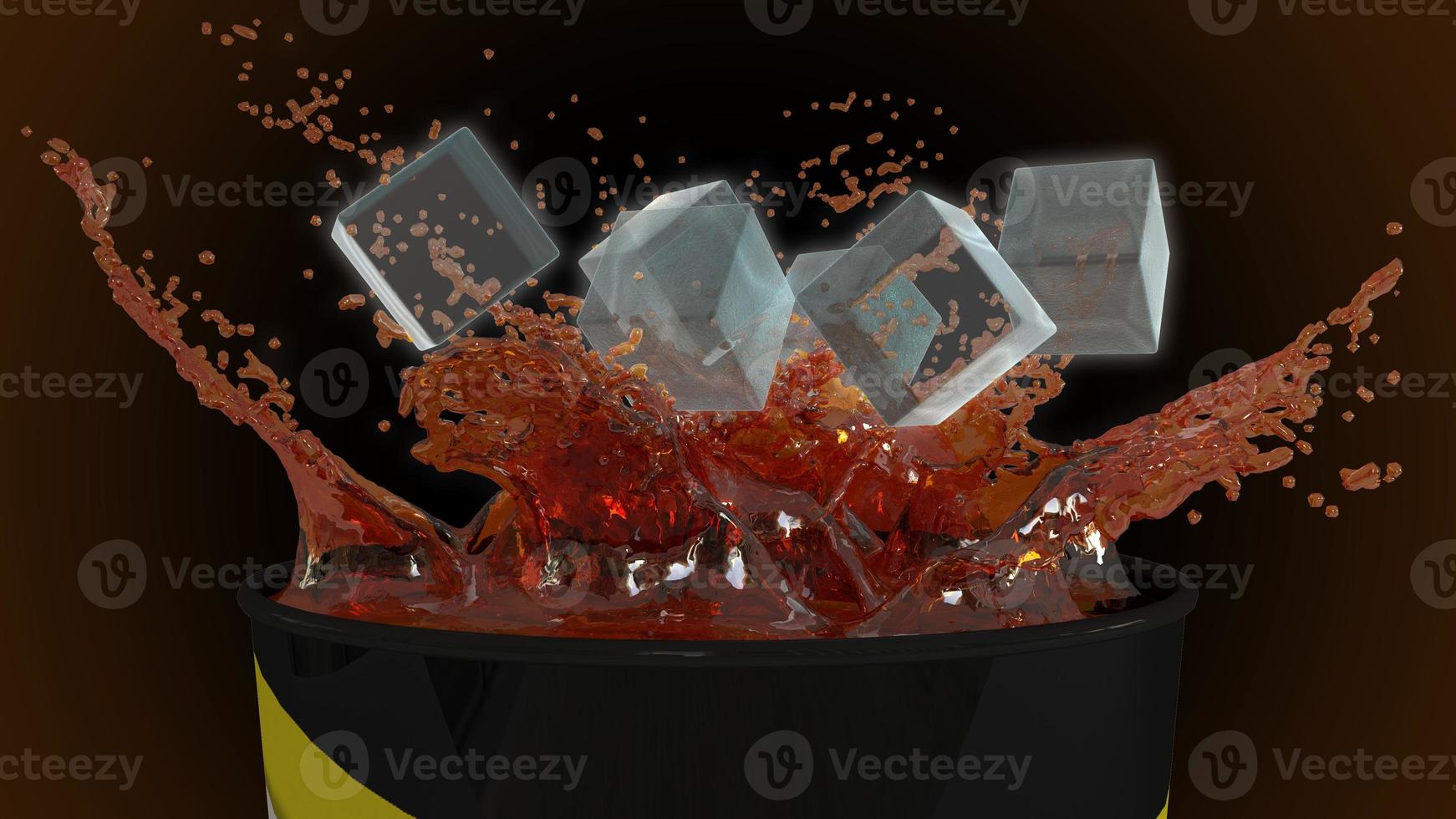 3d render hielo en refresco con agua salpicada para uso de producto premium en maqueta de cine incluye trazado de recorte para copa puede agregar logotipo o tex foto