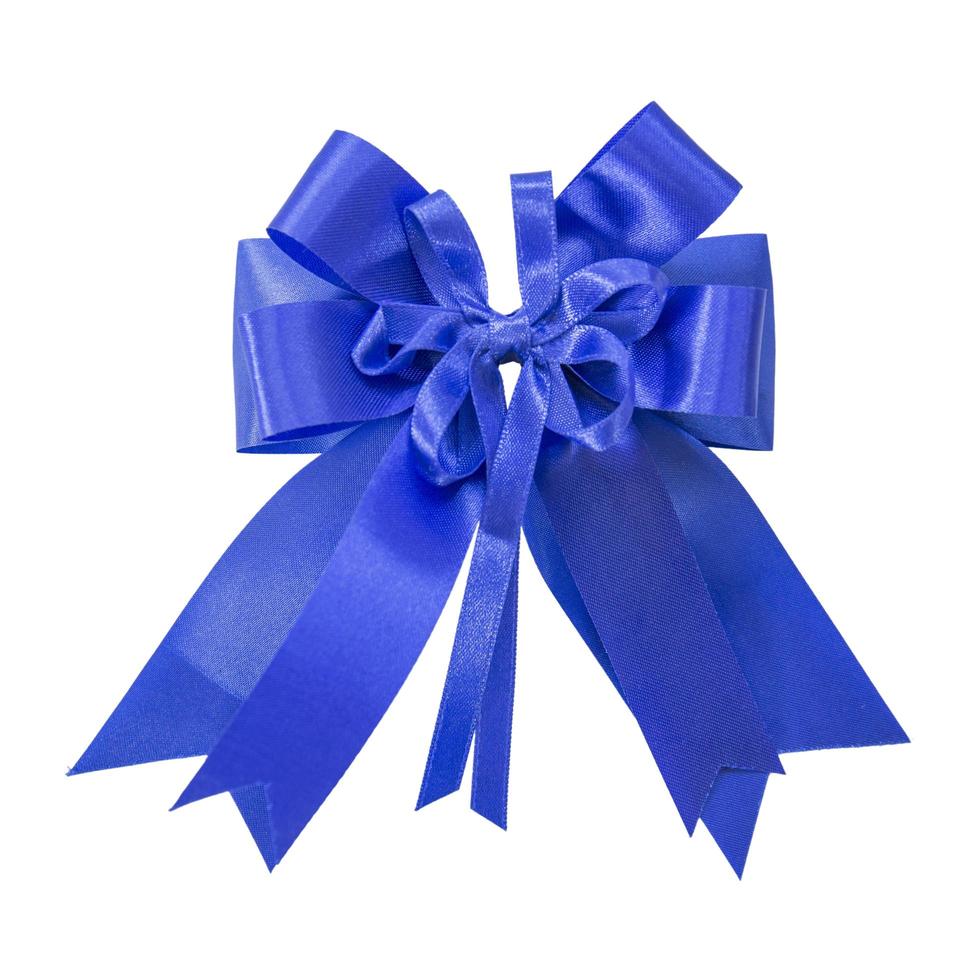 Blue bow isolated on white background. photo