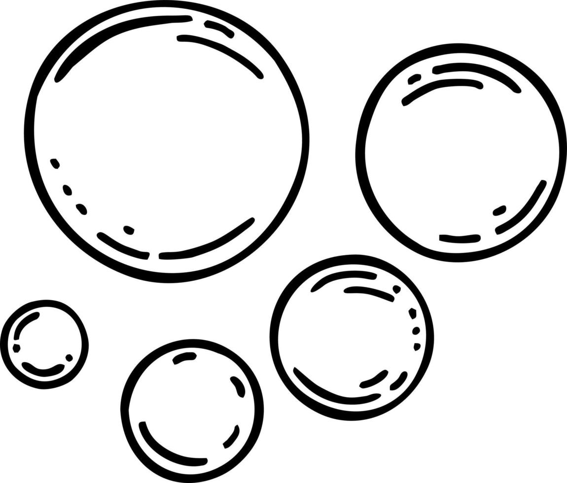 Soap bubbles. Vector hand drawn. Cleaning or body care. Vector isolated doodle cartoon soap bubbles, sketch style