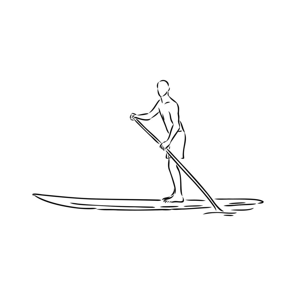 paddleboarding vector sketch