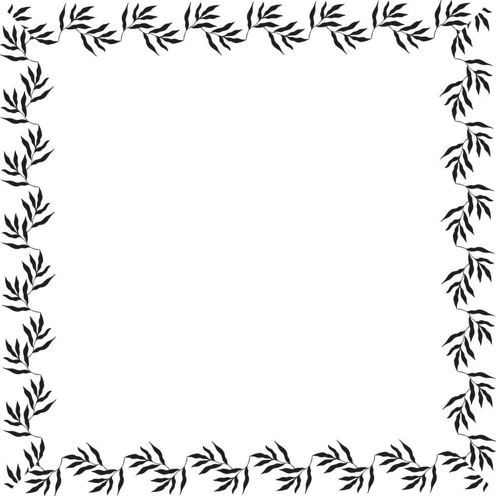 square shaped black frame made of plants on white isolated background vector