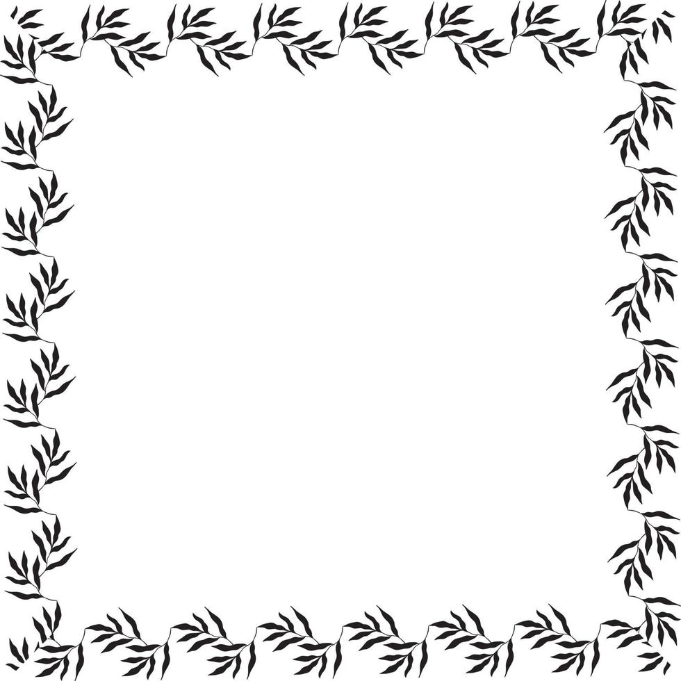 square shaped black frame made of plants on white isolated background vector