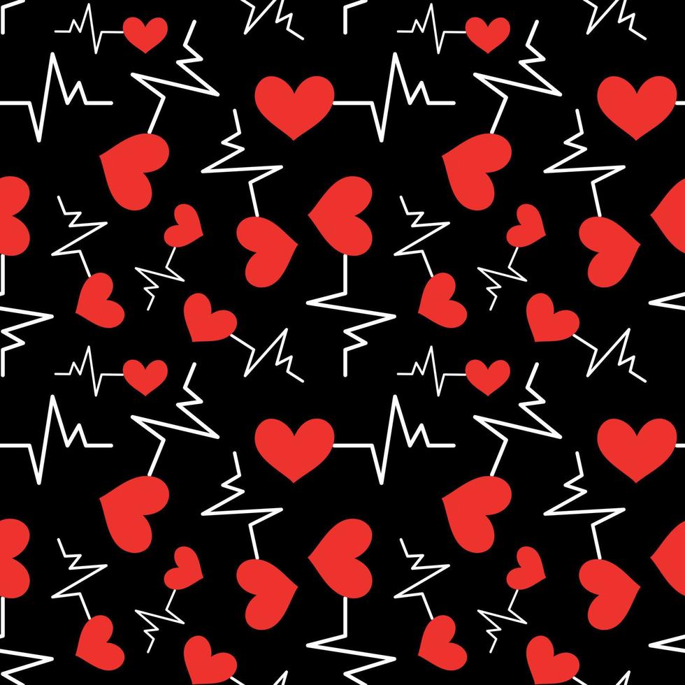 Seamless pattern with heart icon with heartbeat symbol vector