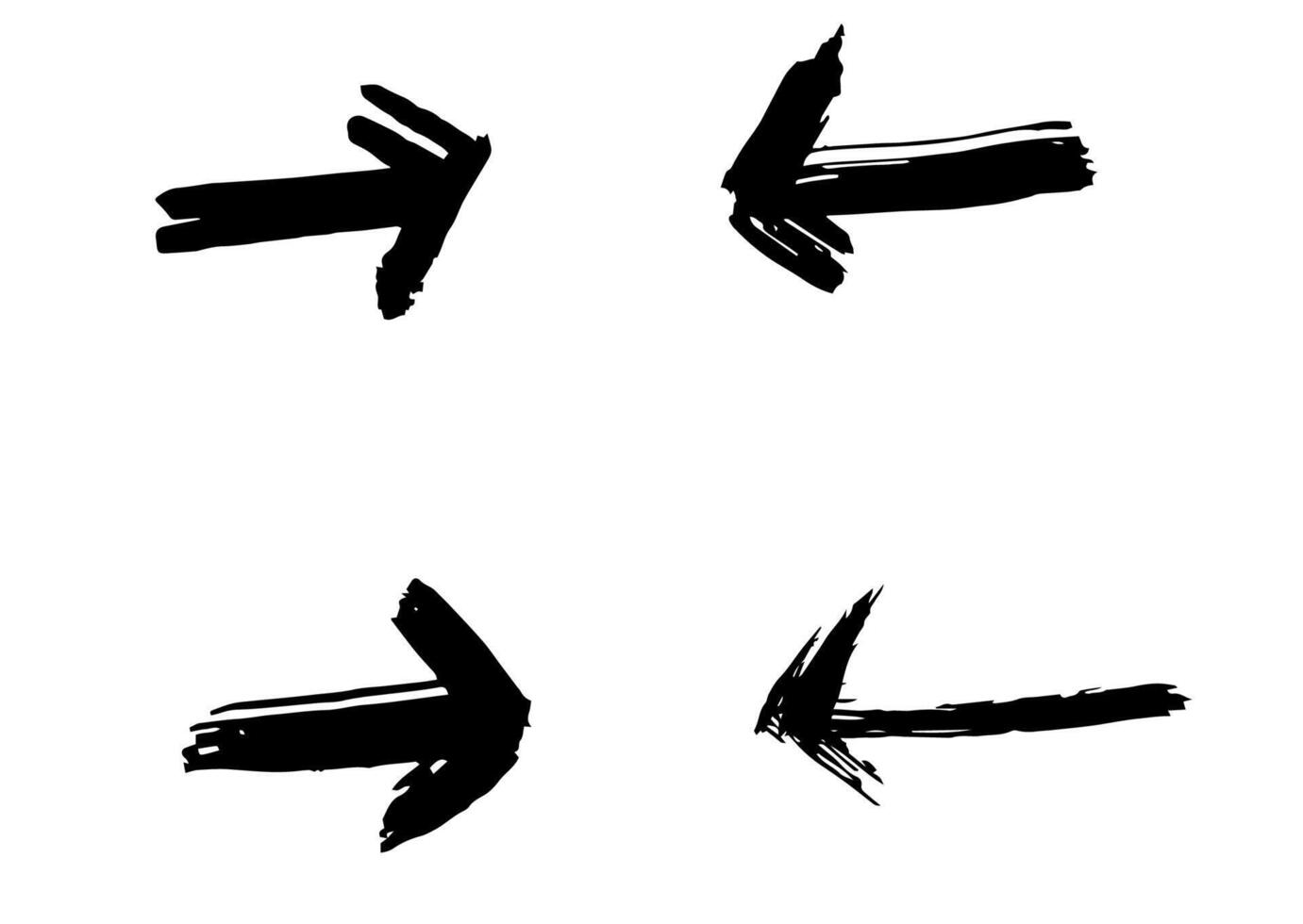 conjunto de diferentes flechas de pincel grunge, punteros.objeto de pintura dibujado a mano para uso de diseño. vector