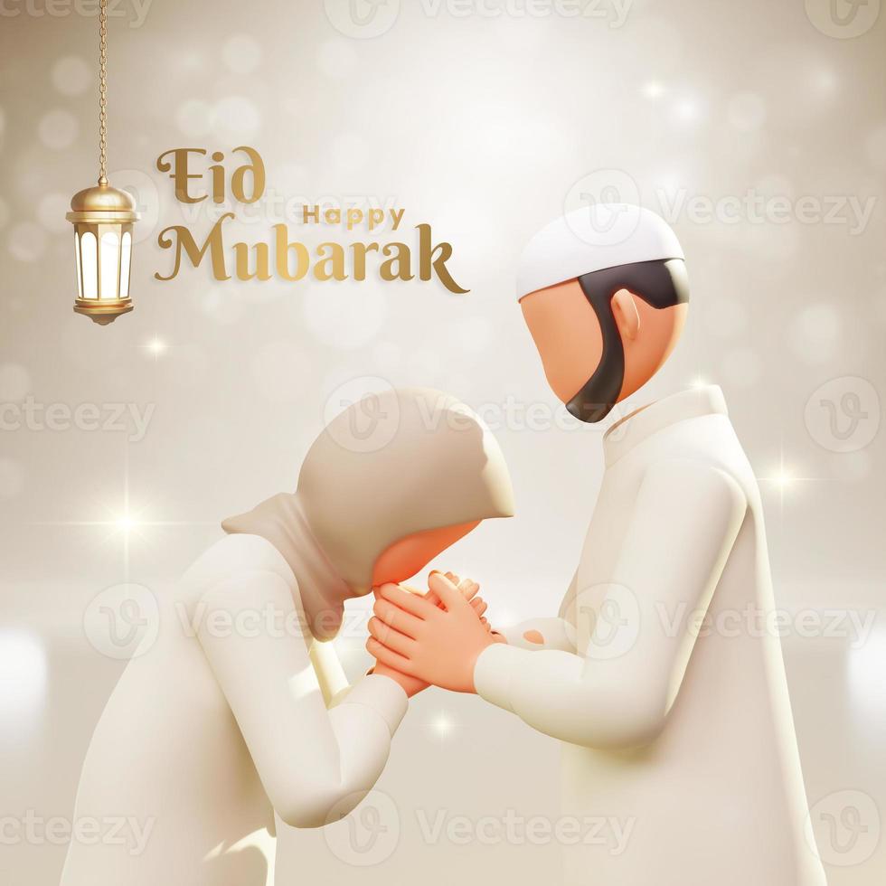 Islamic greeting eid mubarak card design photo