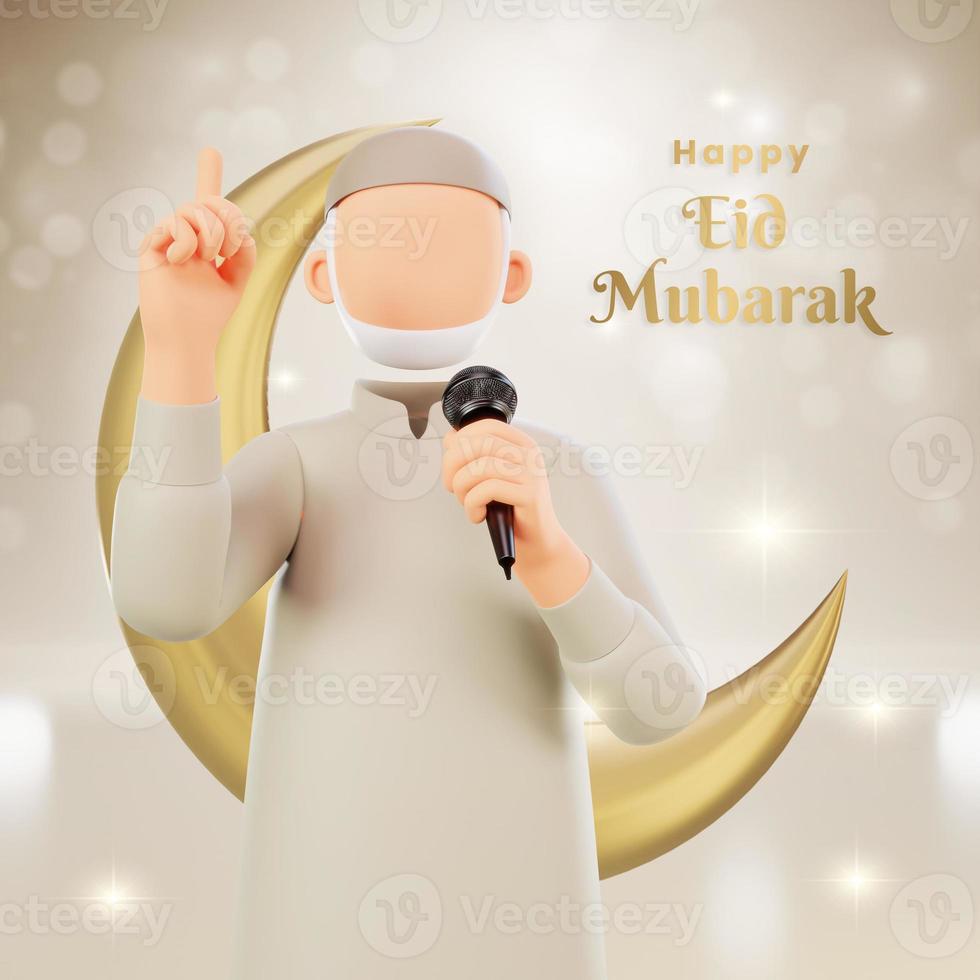 Islamic greeting eid mubarak card design photo