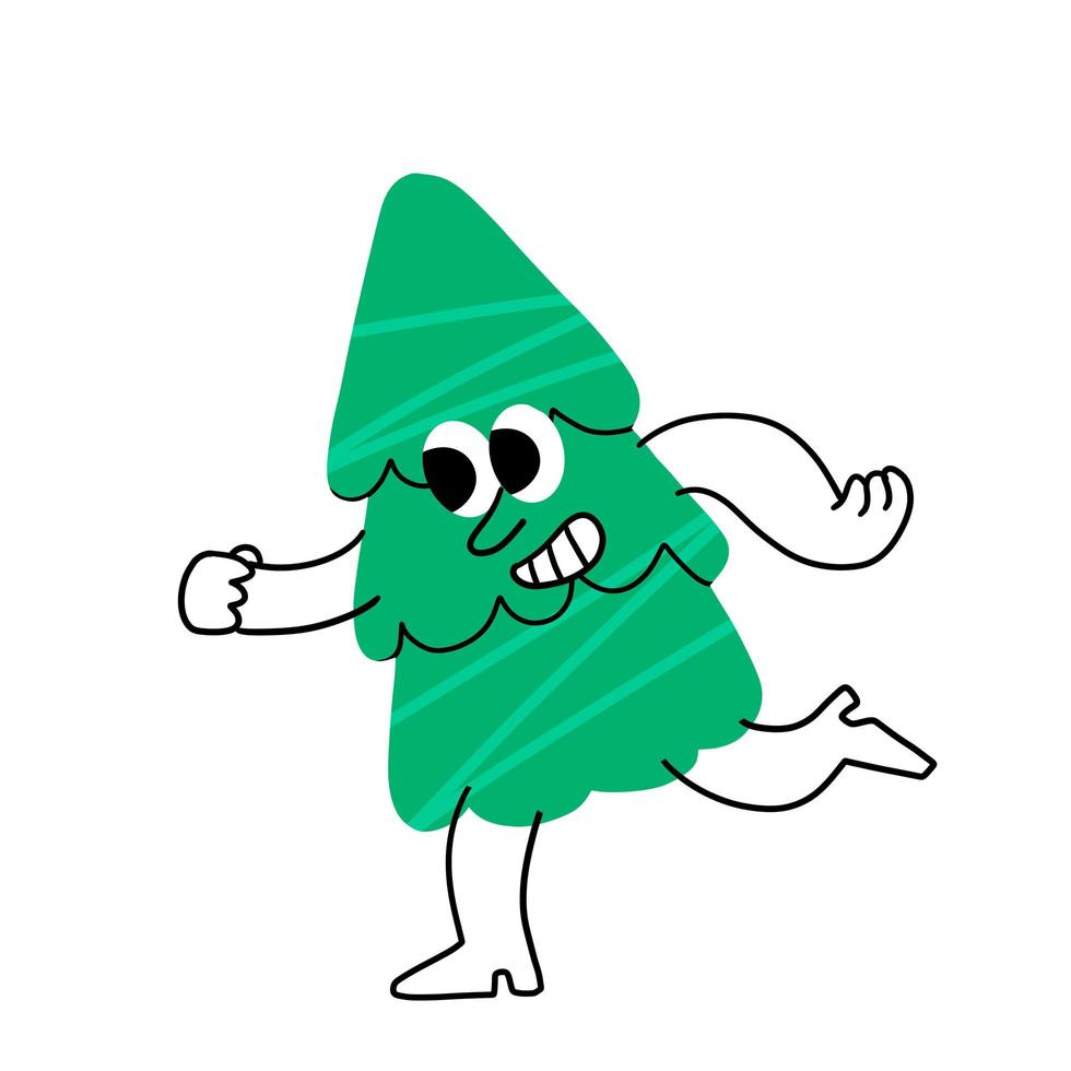 Christmas tree. Smiling character. vector