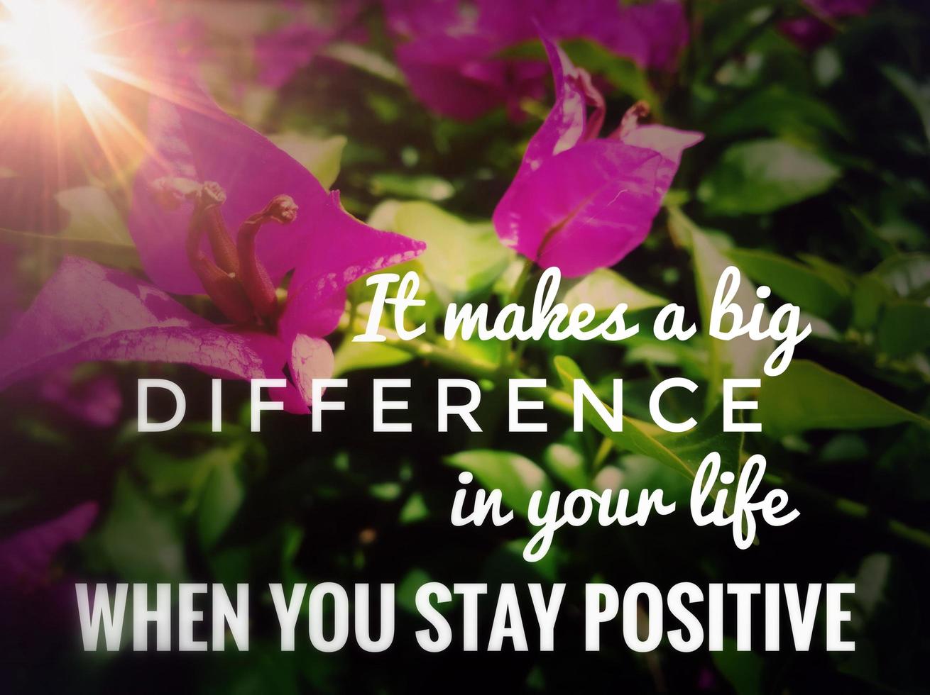 Motivational and inspirational quote on blurred background of sun rays in garden photo