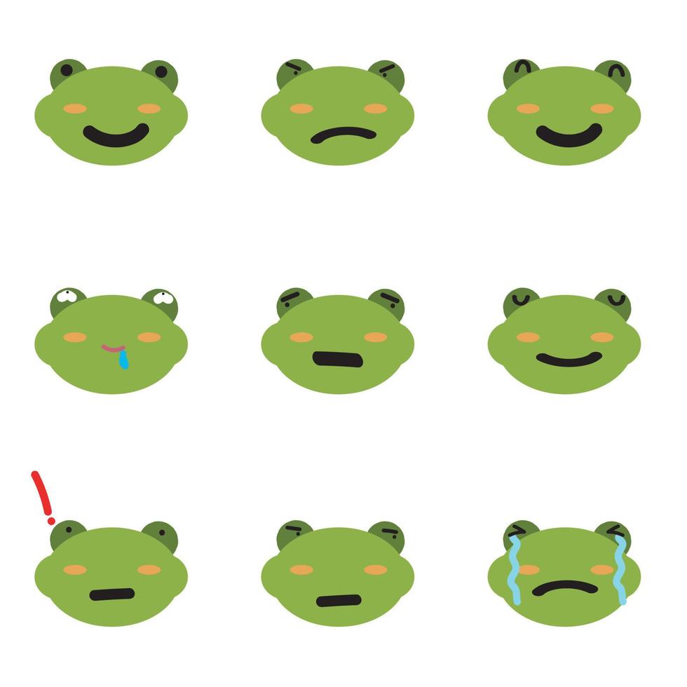 Frog face emotion character design emoticons vector