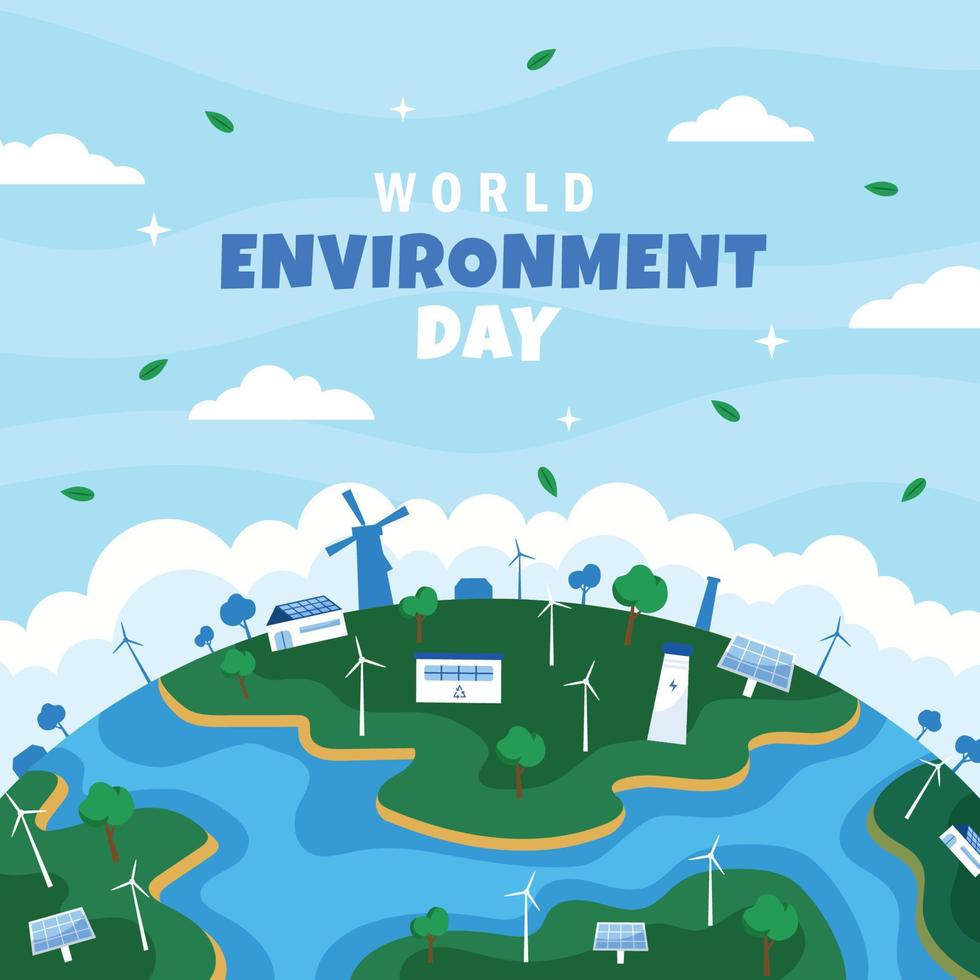 concepto de dibujos animados del día mundial del medio ambiente vector