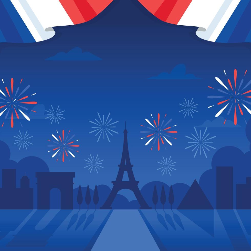 Bastile French National Day Cartoon Background vector