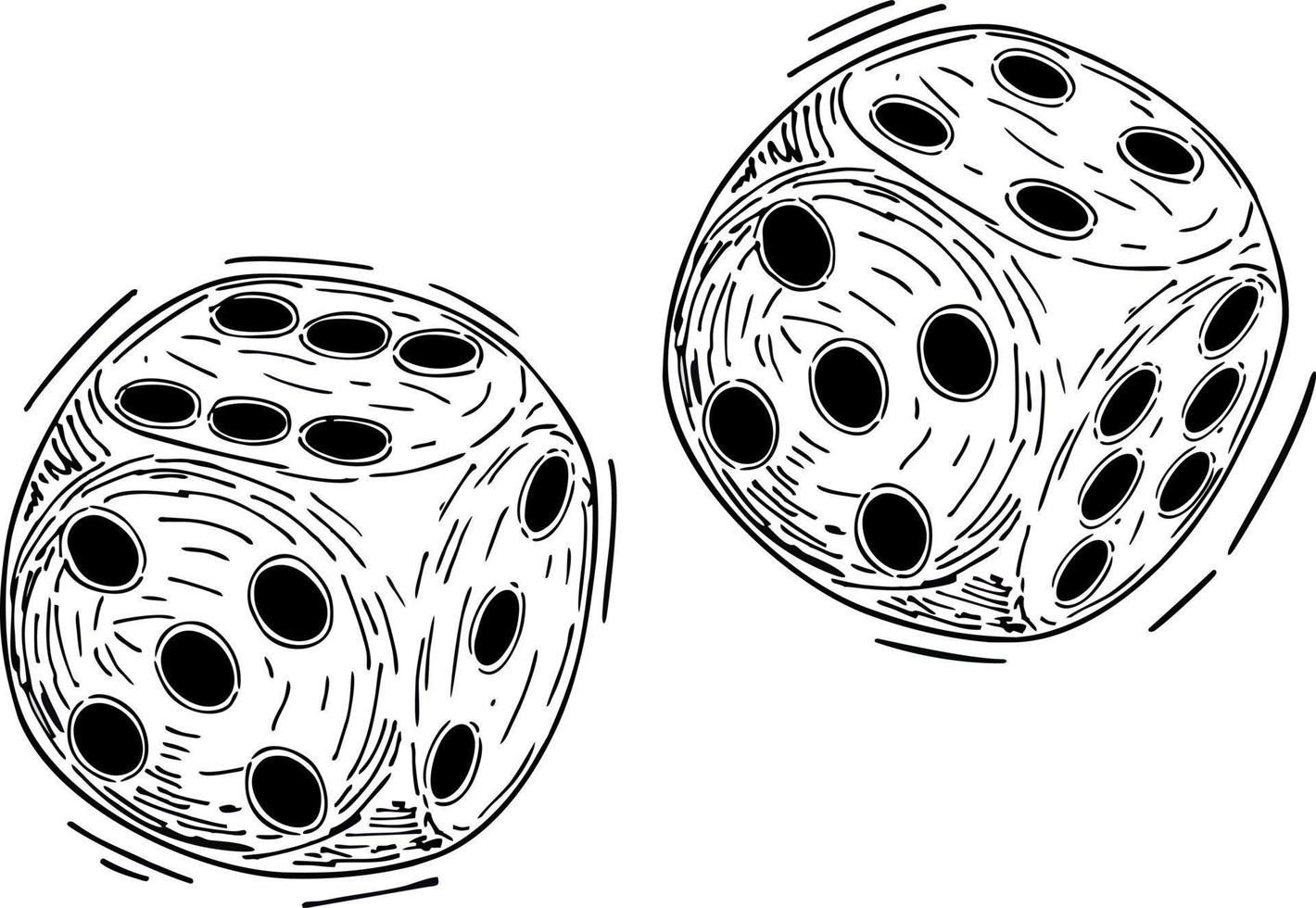 Game dice in flight Sketch vector