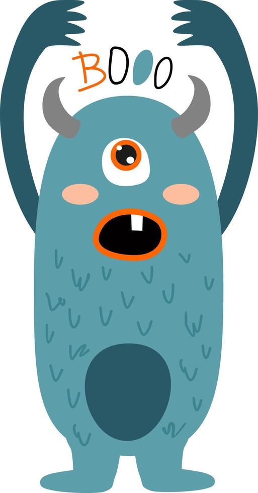 monstruos de dibujos animados. linda criatura con cara divertida, pequeños símbolos divertidos de horror, personaje de humor para mascota, monstruos de ilustración vectorial para pegatinas vector