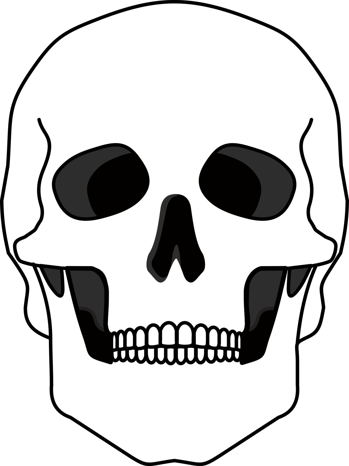 Skull bone face. Skull icon. Black and white cartoon smiling cute human  skeleton head, drawn simple ghost front vector illustration. 7314598 Vector  Art at Vecteezy