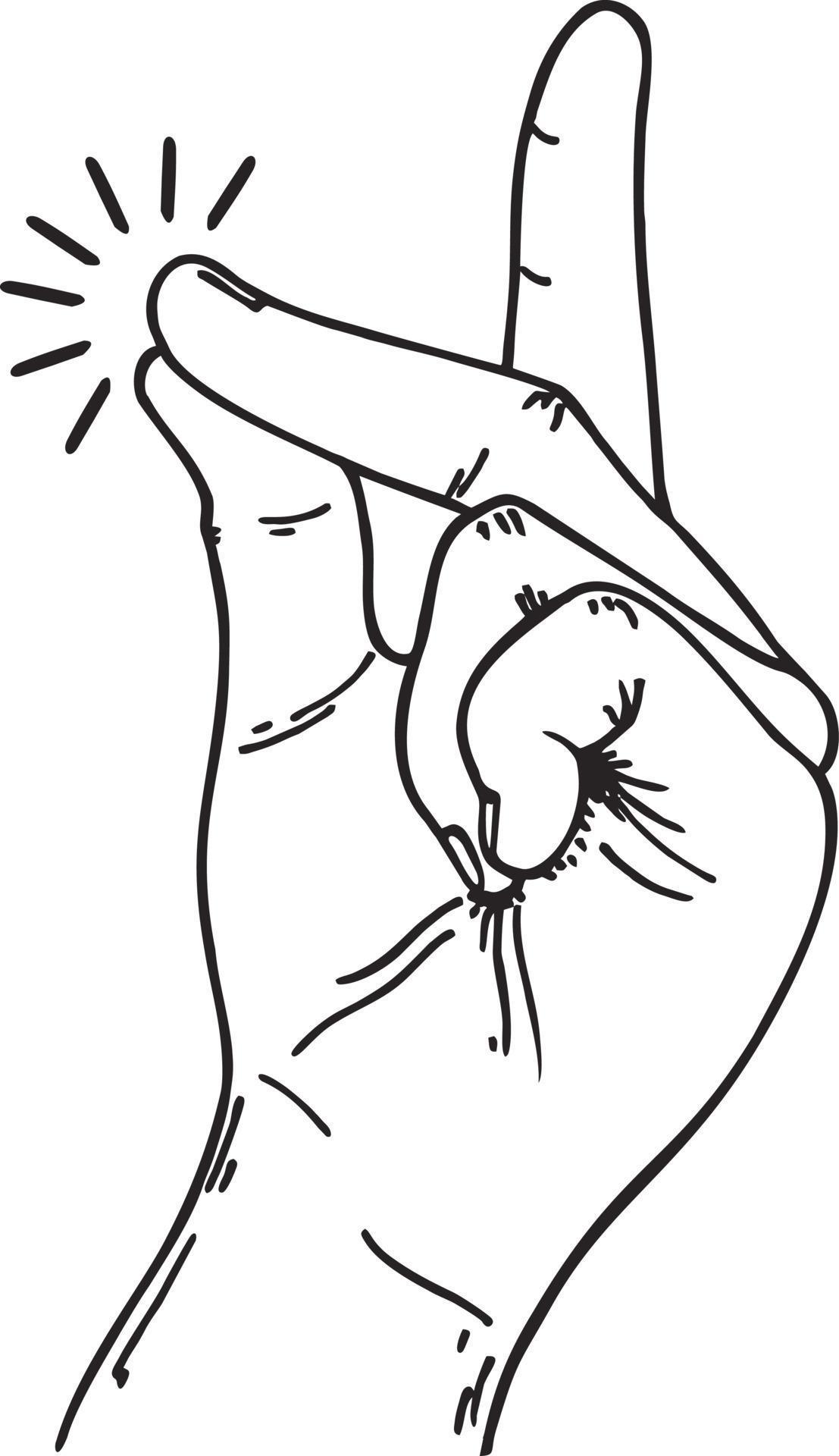 Easy gesture. Snapping finger magic gesture sketch drawing 7314601 
