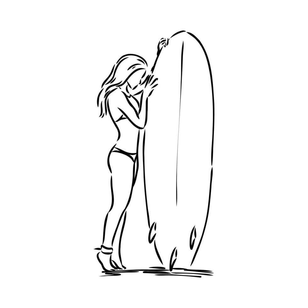surfing vector sketch