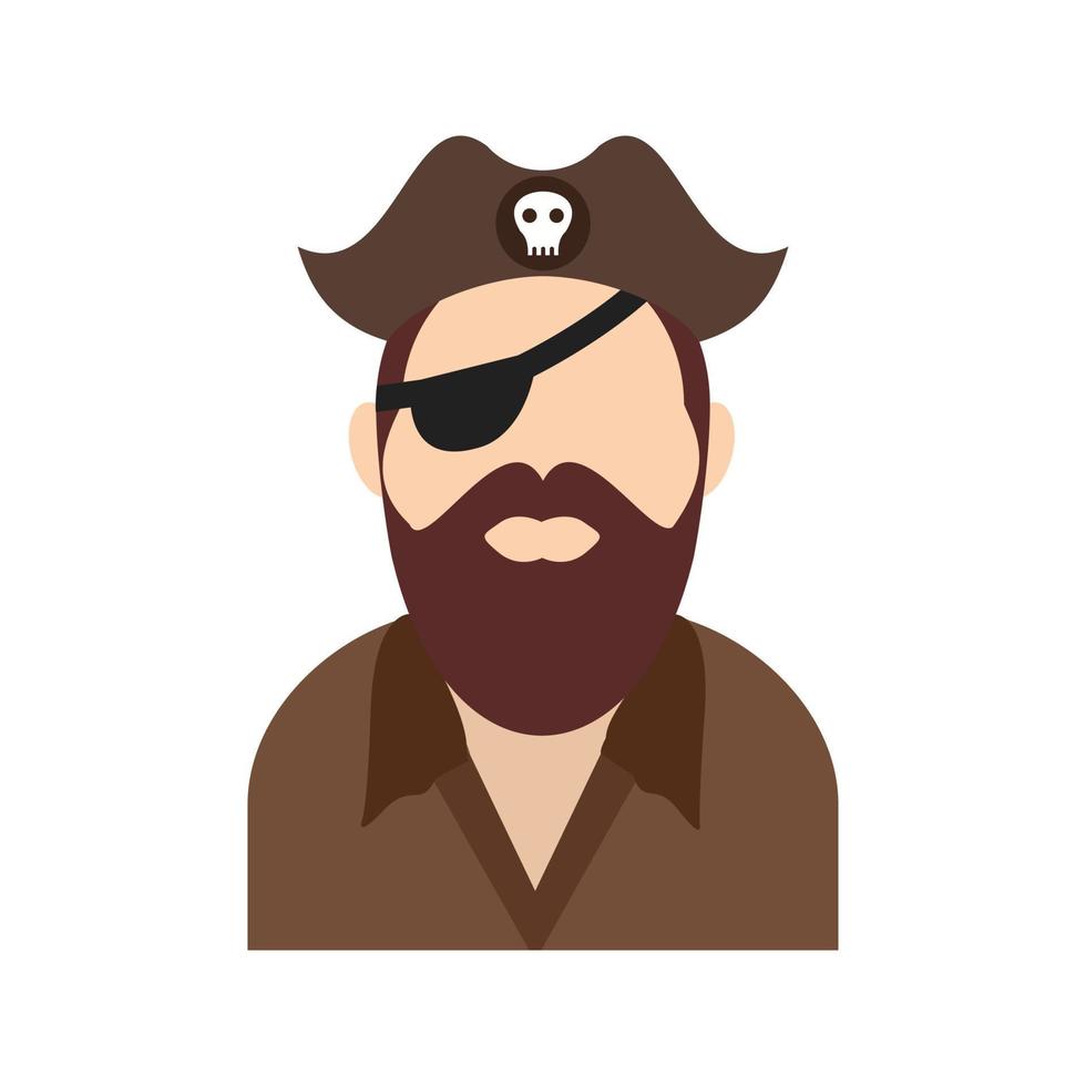 pirata con sombrero icono de color plano vector