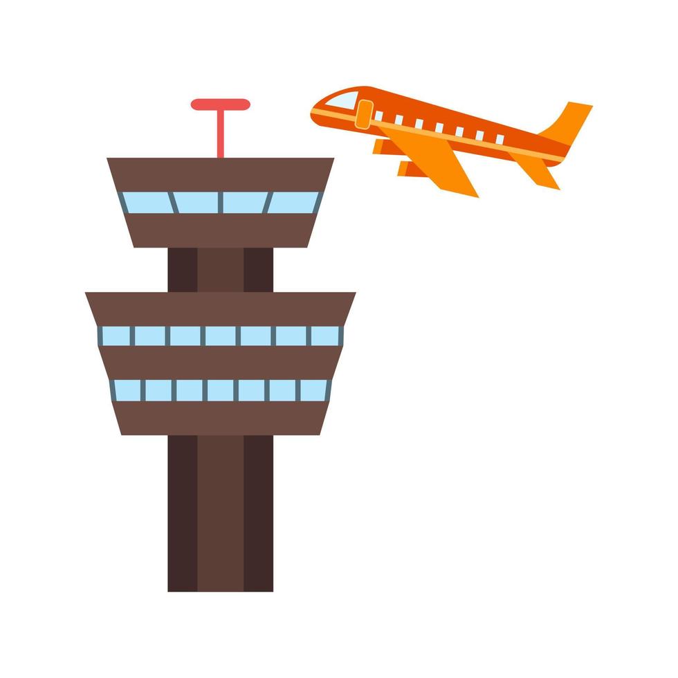 Air Control Tower Flat Color Icon vector