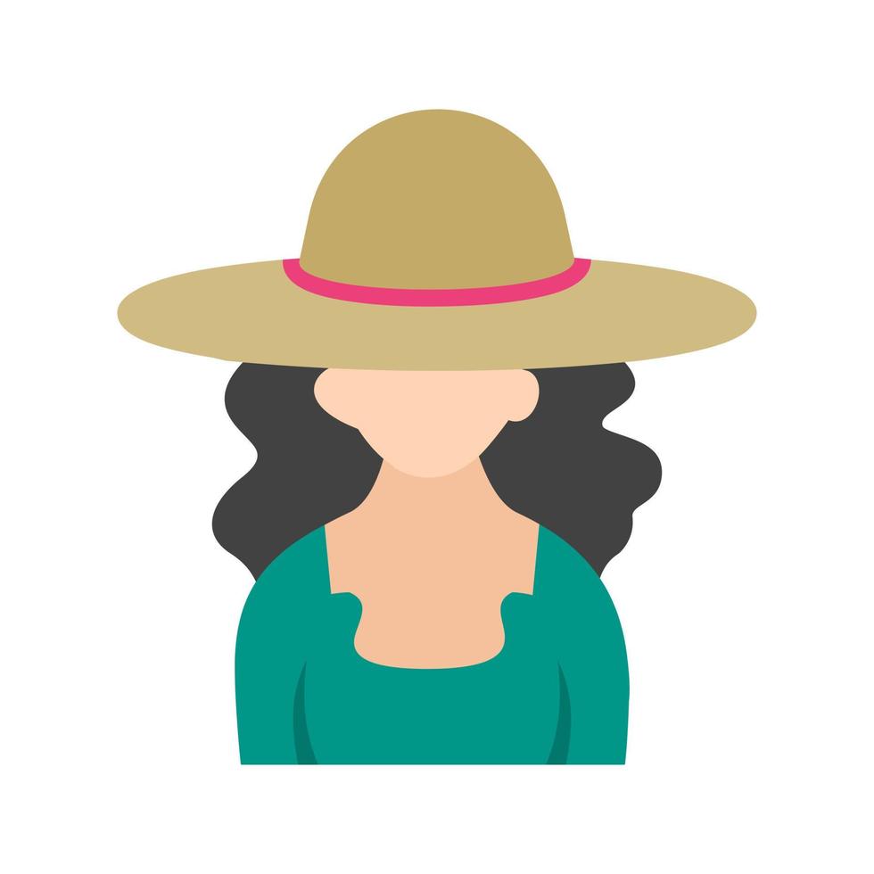 Girl in Casual Hat Flat Color Icon vector