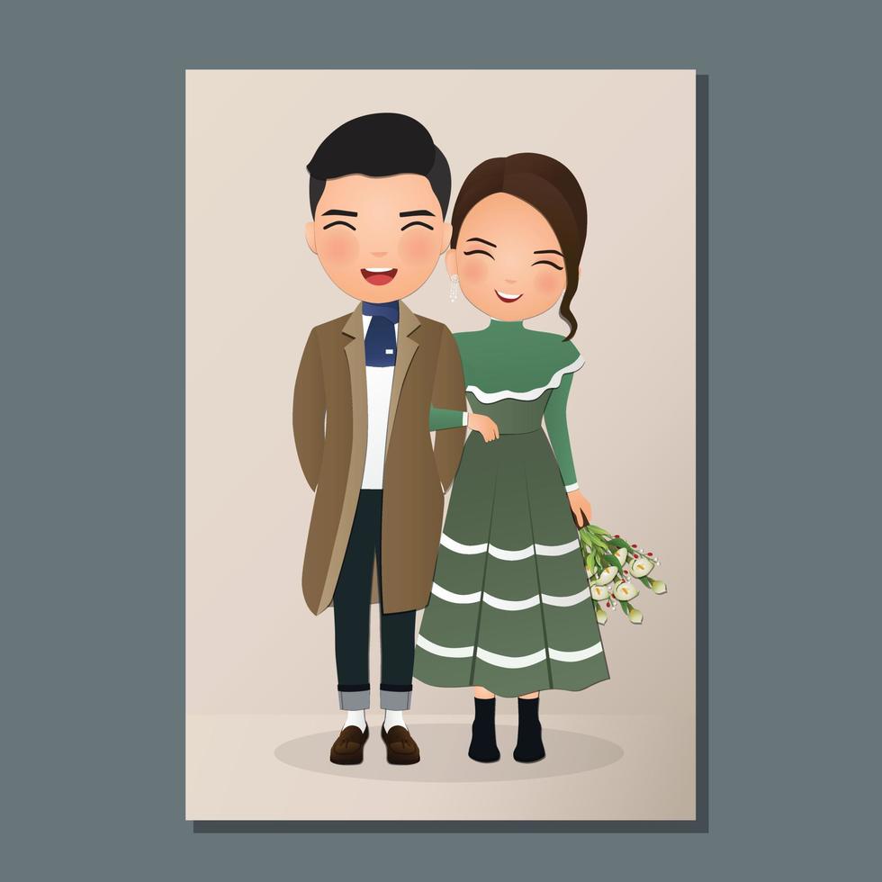 Cute couple cartoon character for Love valentines day concept vector