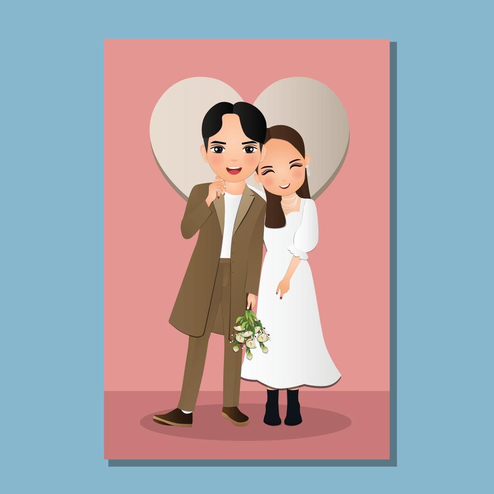 lindo personaje de dibujos animados de pareja para el amor concepto de día de san valentín vector