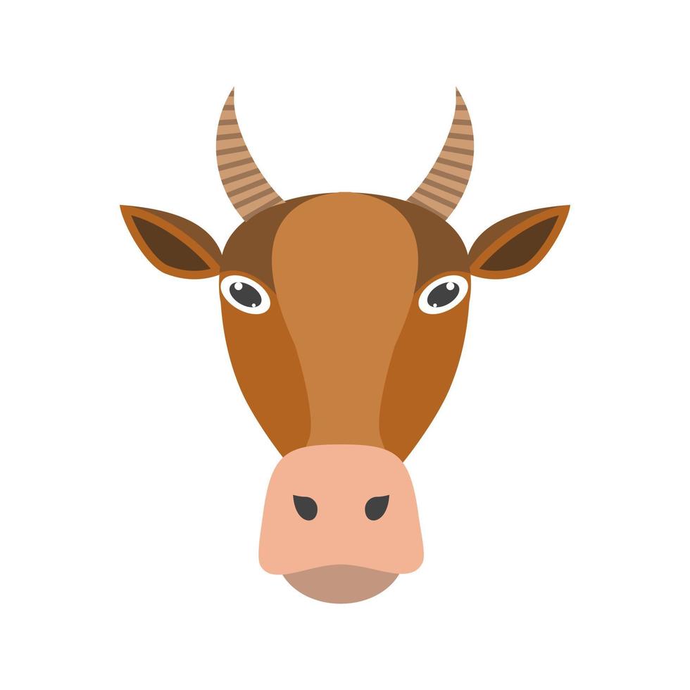 icono de color plano de cara de vaca vector