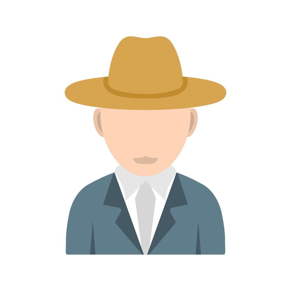 Boy in Casual Hat Flat Color Icon vector