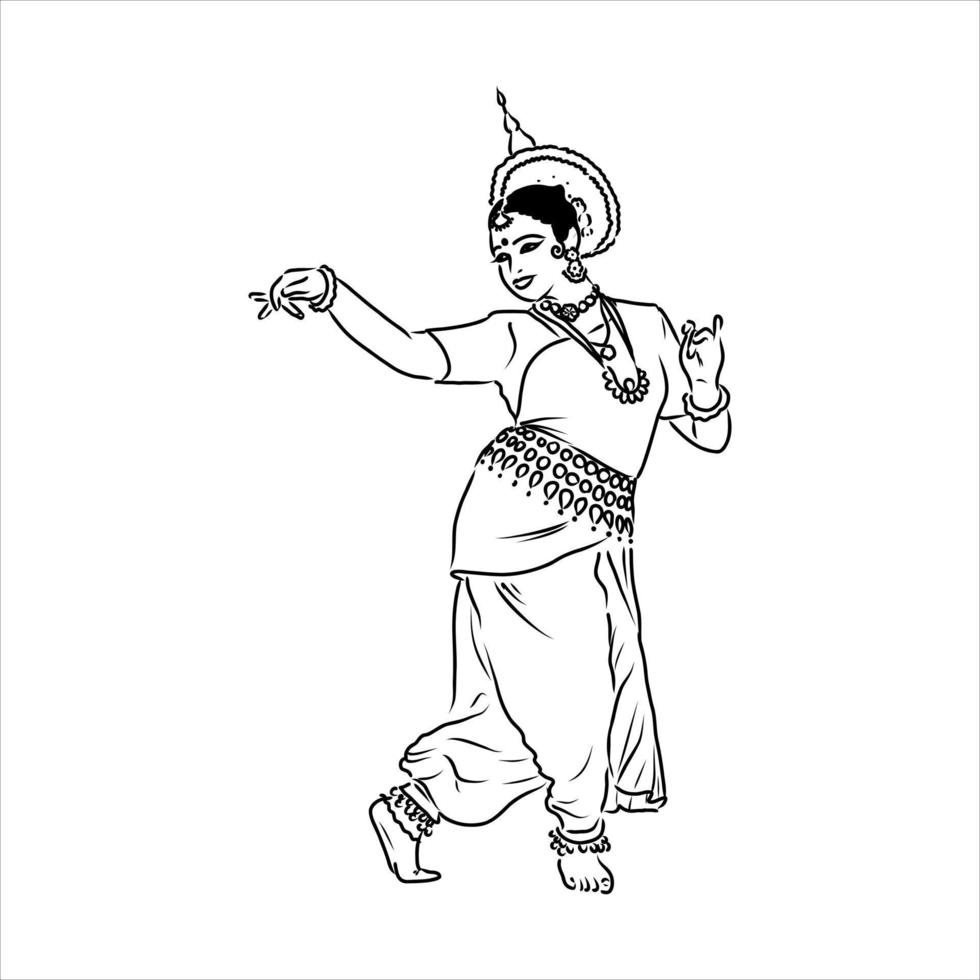 indian dance vector sketch