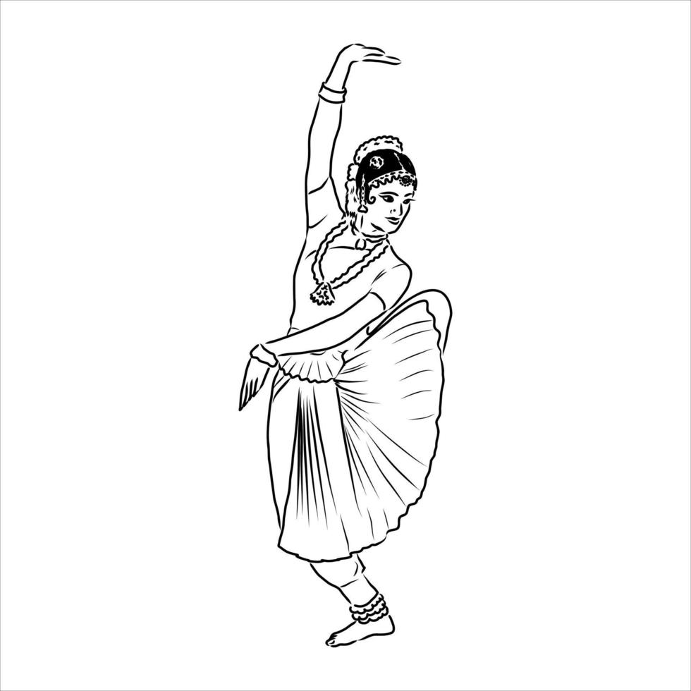 dibujo vectorial de danza india vector