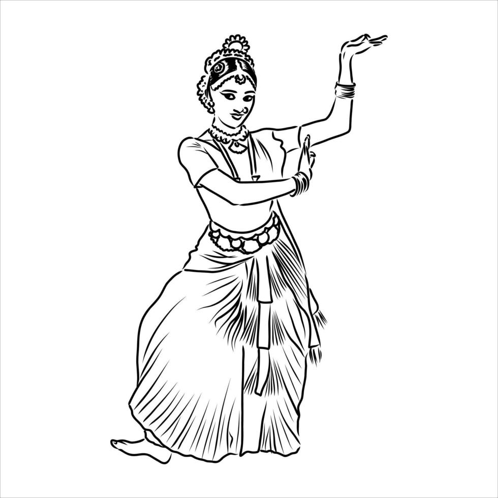 indian dance vector sketch