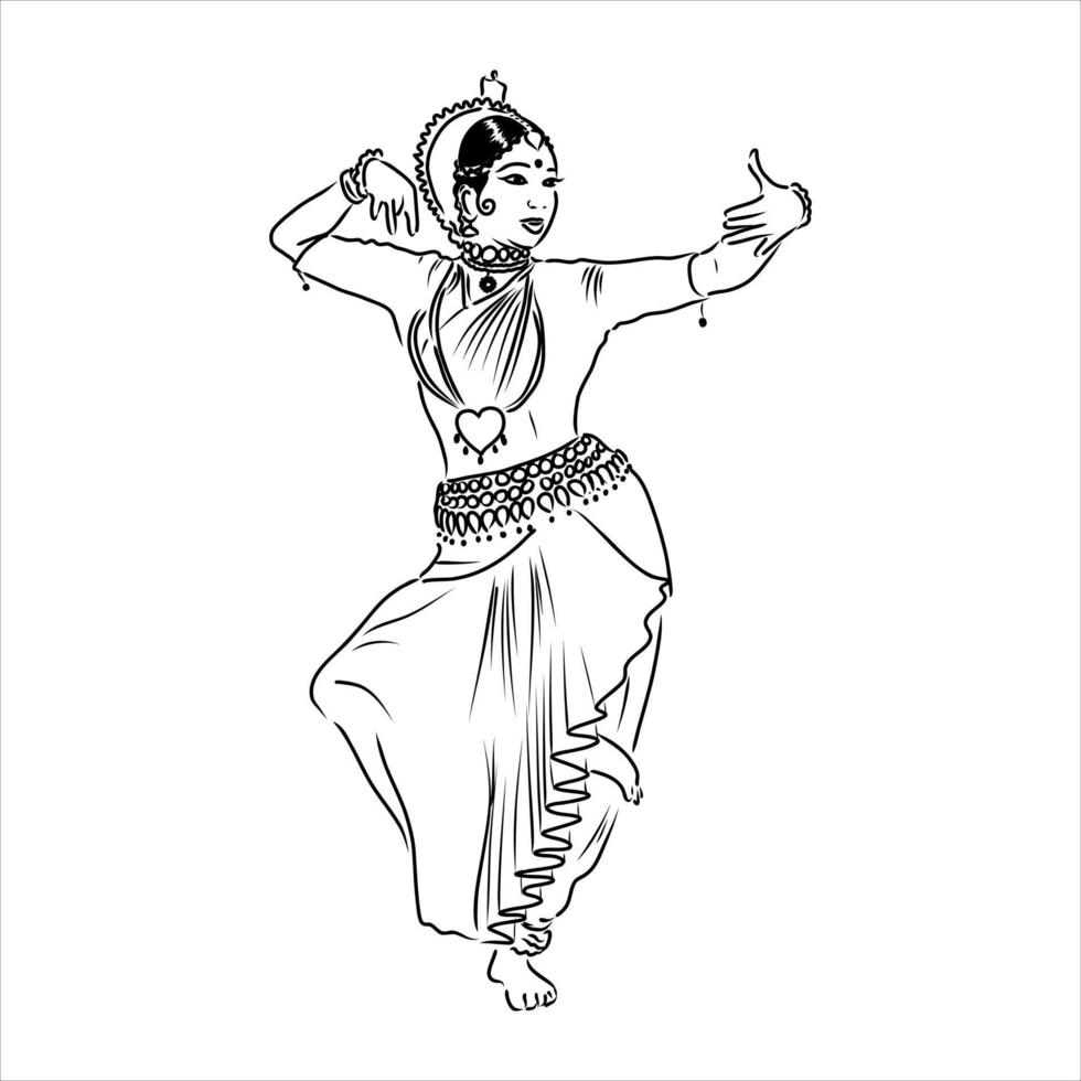 indian dance vector sketch