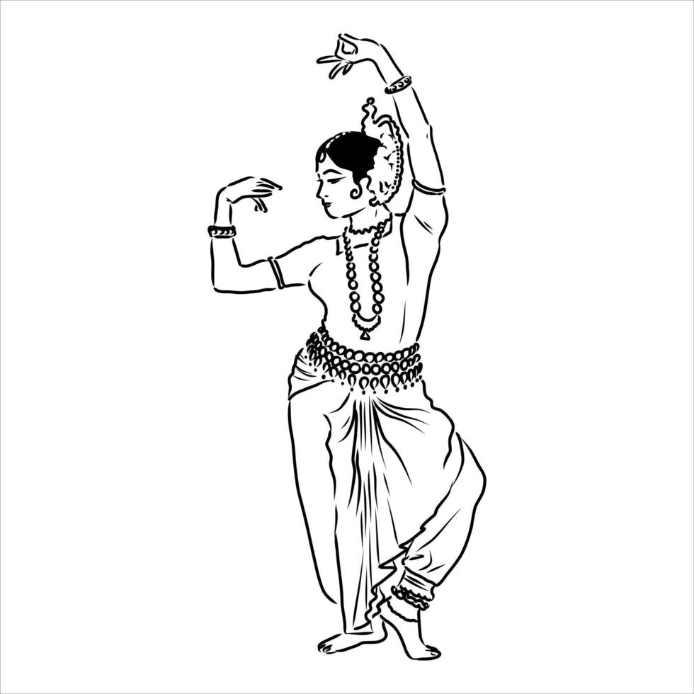 dibujo vectorial de danza india vector