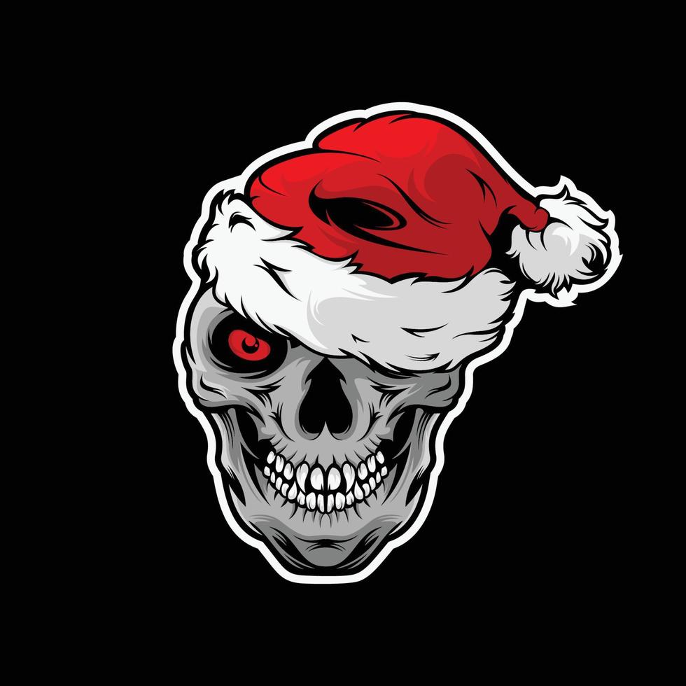 Skull And Hat Cristmas Mascot Logo vector