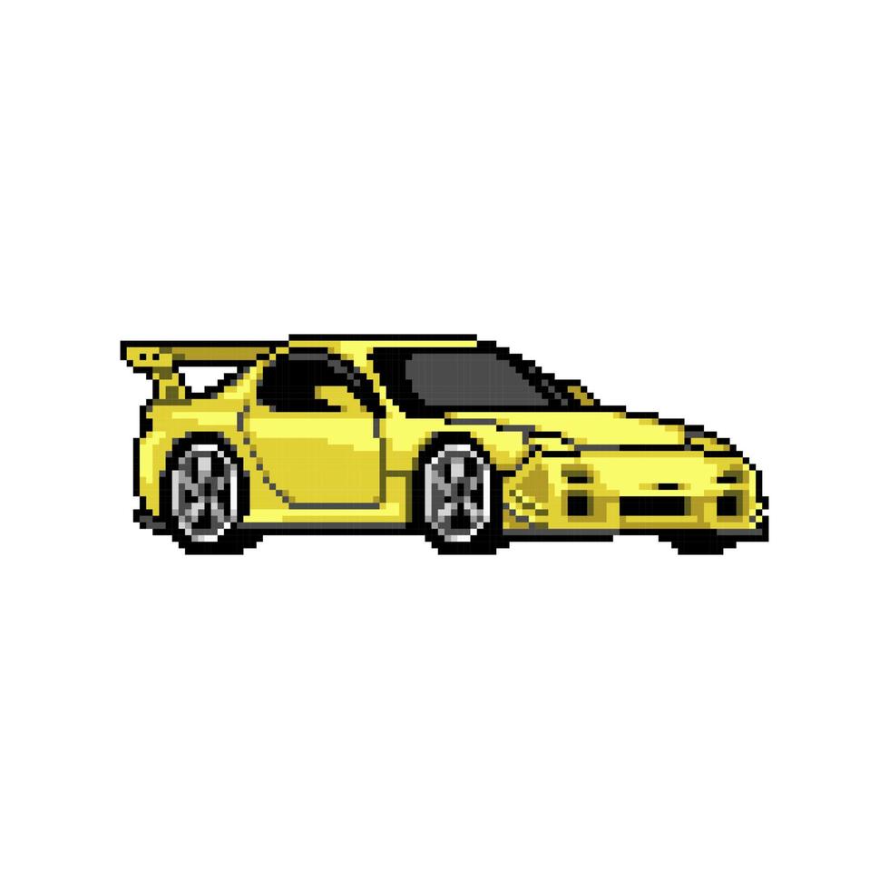 Fully edited pixel art style colored car isolated on a white background for games, mobile applications, poster design and printed purpose. vector