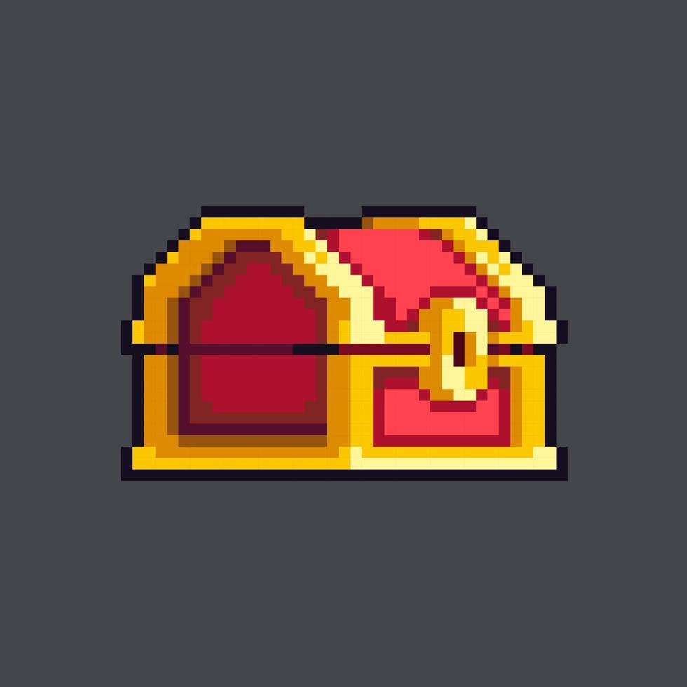 Fully editable pixel art illustration treasure chest for game development, mobile app, and printed purpose. vector